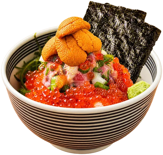 Matsu negitoro bowl with salmon roe, sea urchin