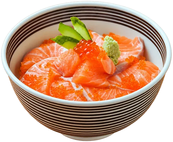 Salmon Bowl: salmon, salmon roe, tobiko, cucumber